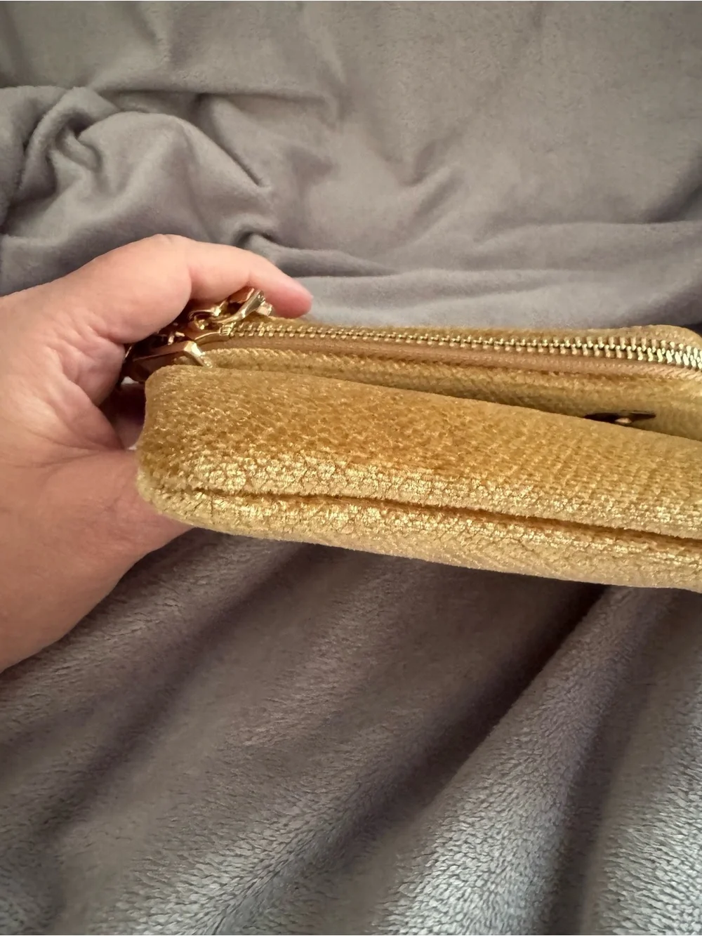 Madison West Gold Velvet Envelope Crossbody/ Clutch - Women Bags